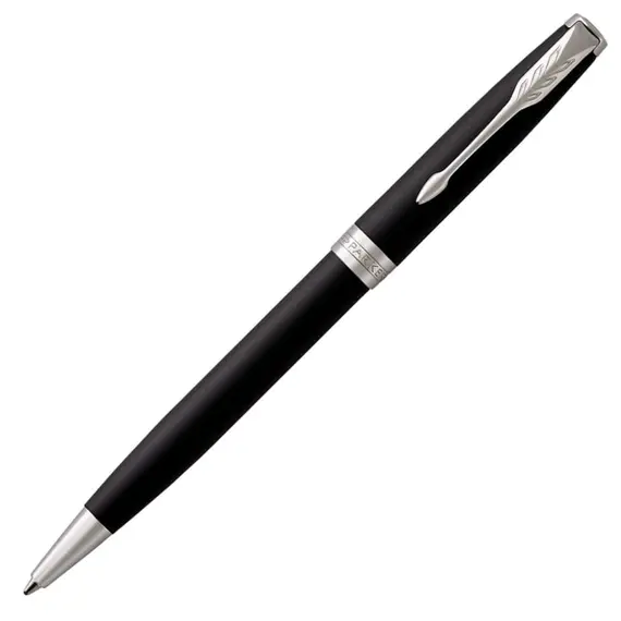 PARKER Sonnet Medium Ballpoint Pen Matte Black Chrome Trim Black Ink, 2 image