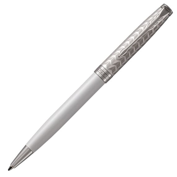 PARKER Sonnet Medium Ballpoint Pen Metal Pearl Lacquer Chrome Trim Black Ink