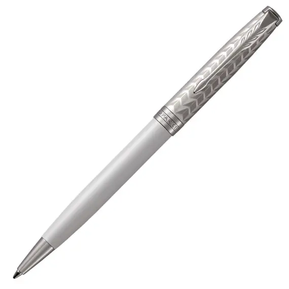 PARKER Sonnet Medium Ballpoint Pen Metal Pearl Lacquer Chrome Trim Black Ink, 2 image