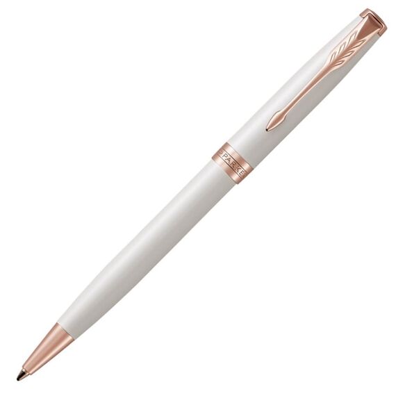 PARKER Sonnet Medium Ballpoint Pen Pearl Lacquer Rose Gold Trim Black Ink