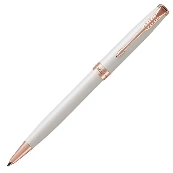 PARKER Sonnet Medium Ballpoint Pen Pearl Lacquer Rose Gold Trim Black Ink, 2 image