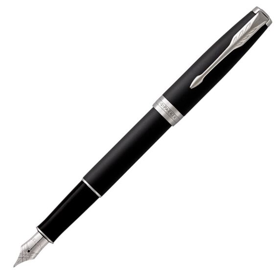 PARKER Sonnet Medium Fountain Pen Matte Black Chrome Trim