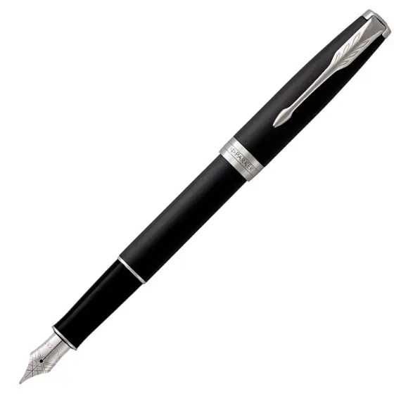 PARKER Sonnet Medium Fountain Pen Matte Black Chrome Trim, 2 image