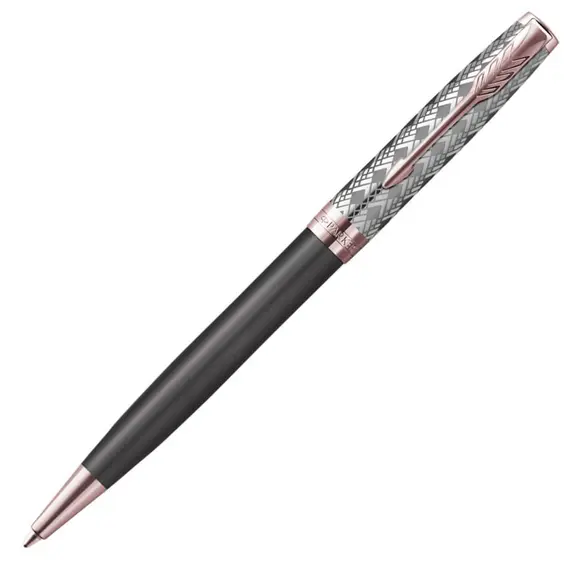 PARKER Sonnet Premium Medium Ballpoint Pen Metal and Grey Rose Gold Trim Black Ink, 2 image