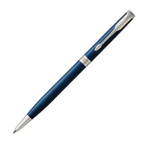 PARKER Sonnet Slim Medium Ballpoint Pen Blue Lacquer Palladium Trim Black Ink, 2 image