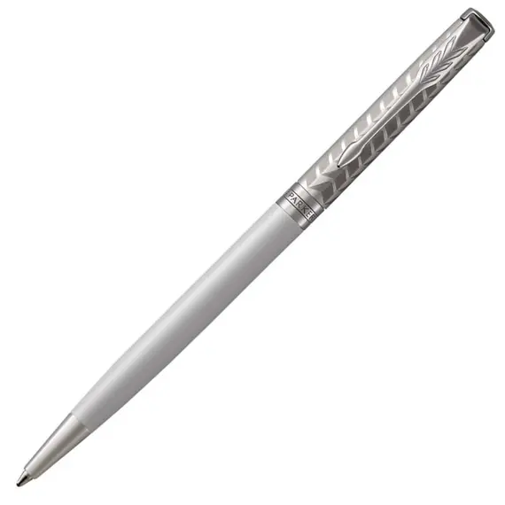 PARKER Sonnet Slim Medium Ballpoint Pen Metal Pearl Lacquer Chrome Trim Black Ink, 2 image