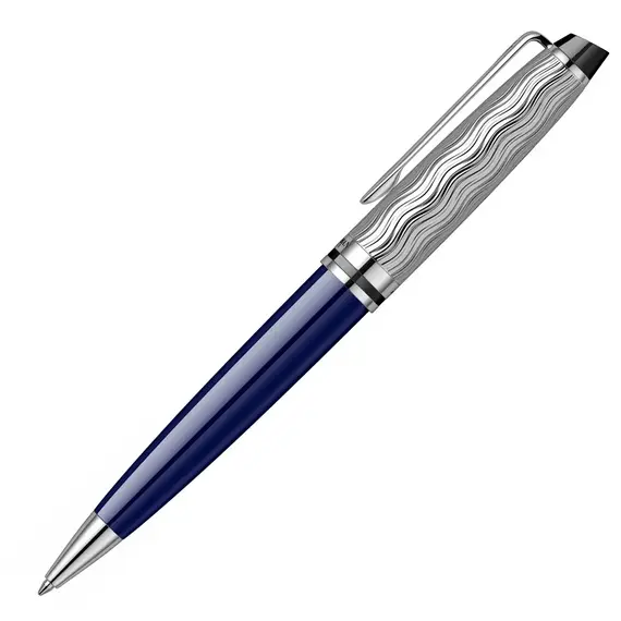 WATERMAN Expert Deluxe Special Edition Ballpoint Pen Blue Chrome Trim, 2 image