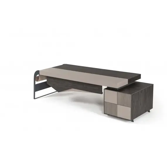 Office Set New Aura - Black & Dark Beige Desk, 3-Piece (TLLL-DS002)