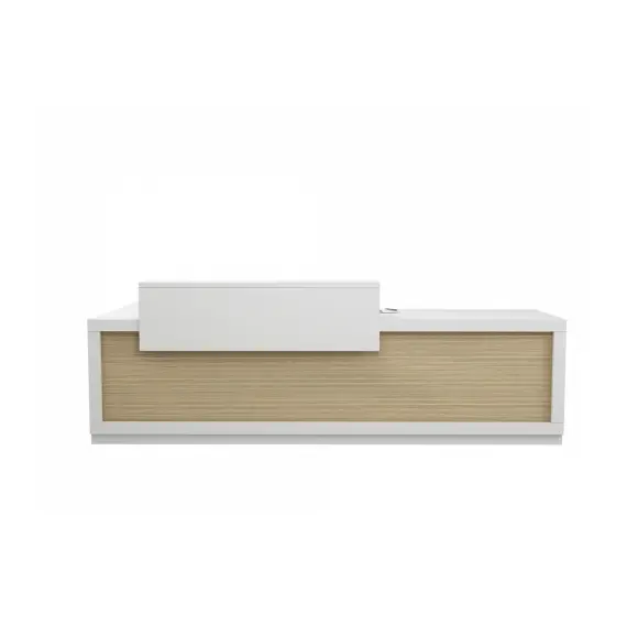 Worthy Reception Desk - White & Light Wood, 200x70x100 cm