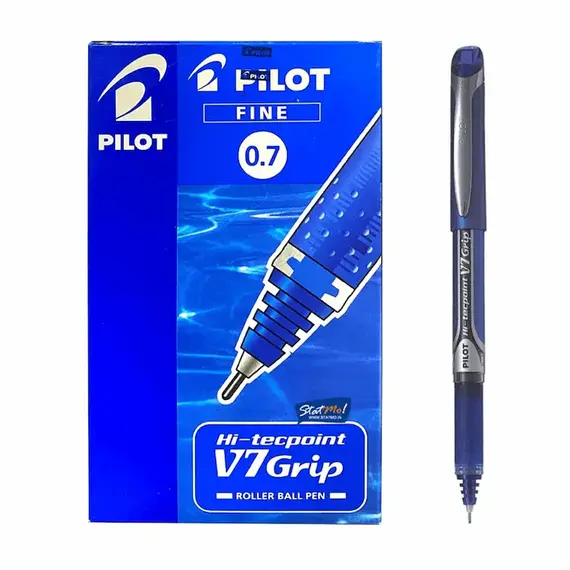 PILOT HI-TECPOINT Grip V7 Pen 0.7mm Blue (12 pcs/box)