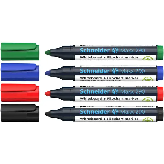 SCHNEIDER Maxx 290 WhiteBoard Marker  Bullet Tip 4 Colors (30 pcs/box)