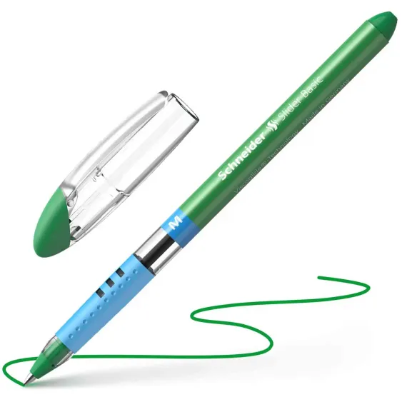 SCHNEIDER Slider Basic Ballpoint Pen Medium Green (10 pcs/box)