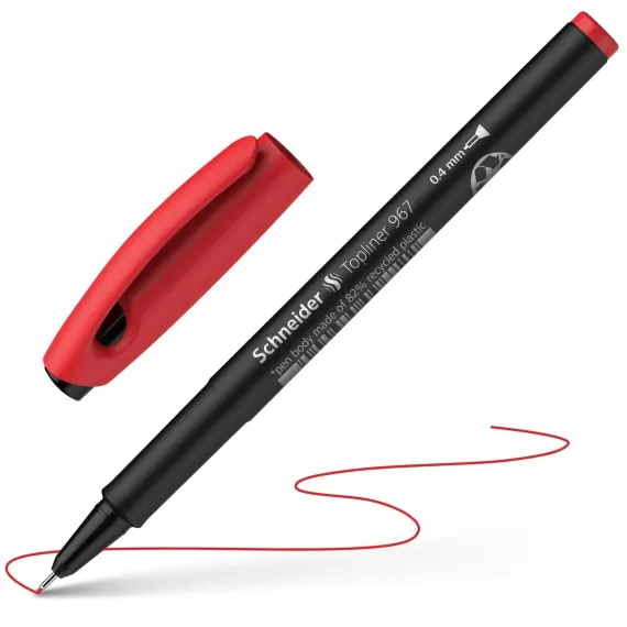 SCHNEIDER Topliner 967 Fineliner Pen 0.4mm Red (10 pcs/box)