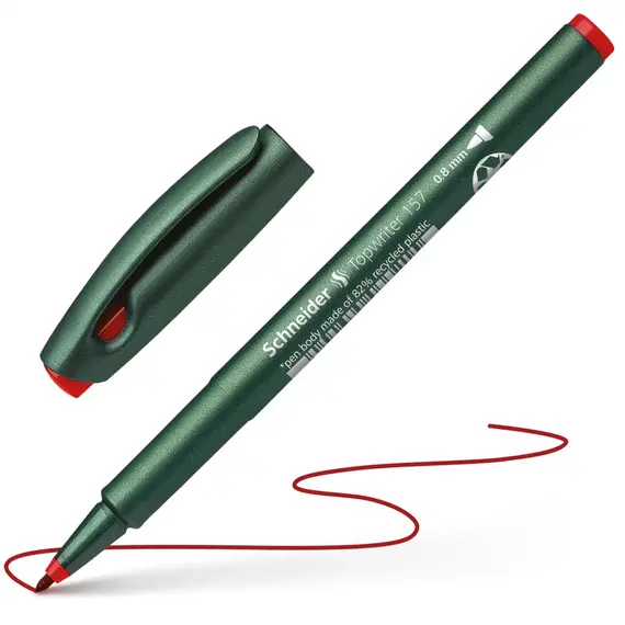 شنايدر توب رايتر 157 قلم فايبر 0.8mm أحمر (10 حبة/علبة)
