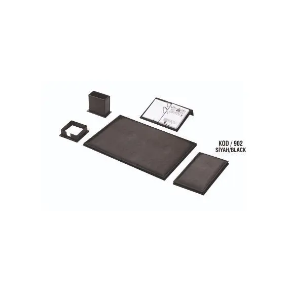 Desk Organizer, GULPAS, Desk Set Artificial Leather 902, 5 PCs, Leather, Black
