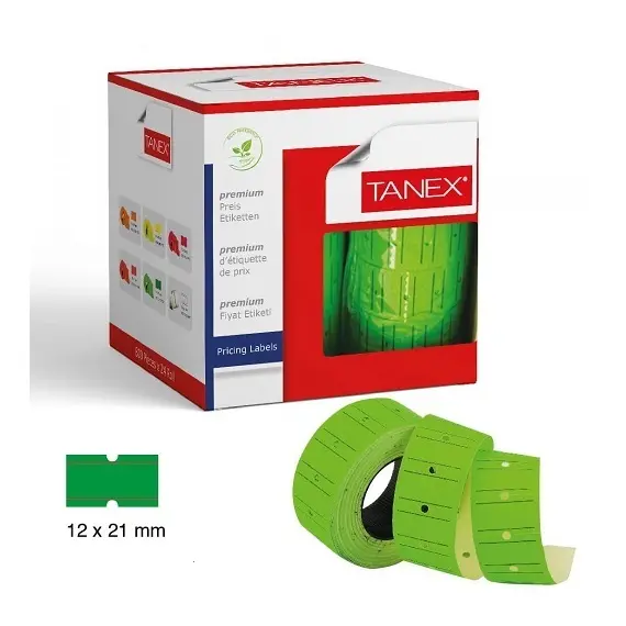 مكينة تسعير، تانكس، ملصقات تسعير‎، خطين، اخضر فسفوري،  12رول/علبة