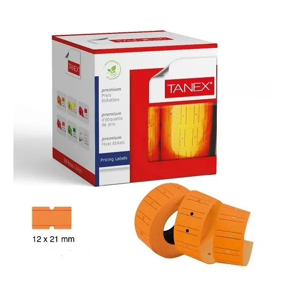 مكينة تسعير، تانكس، ملصقات تسعير‎، خطين، برتقالي فسفوري،  12رول/علبة