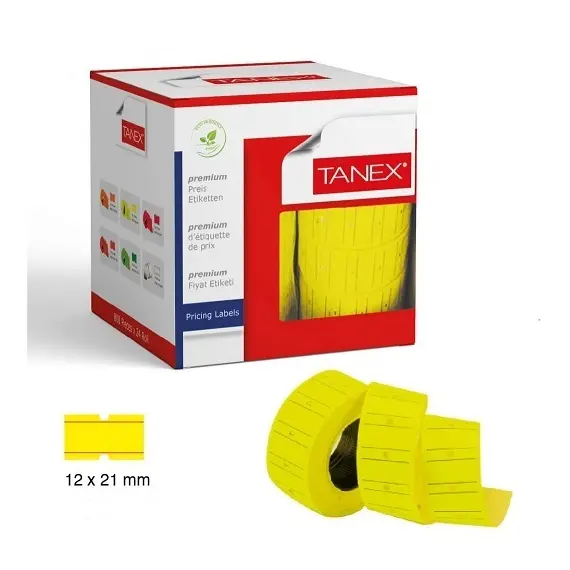 مكينة تسعير، تانكس، ملصقات تسعير‎، خطين، اصفر فسفوري،  12رول/علبة