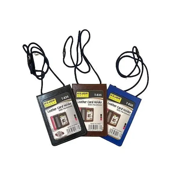 KEJEA Leather Card Holder T-836: Elevate Your Badge Presentation with Assorted Color Options - Badges & Holders