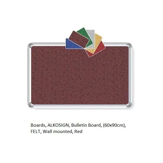 Vibrant Red Felt Bulletin Board (60x90cm) - Wall Mounted for Organized Spaces