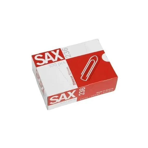 مشابك، ساكس مشبك ورق 236، 50 مم، مطلي نيكل، 100 حبة/ علبة