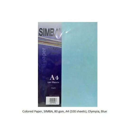 Colored Paper, SIMBA, 80 gsm, A4 (100 sheets), Olympia, Blue