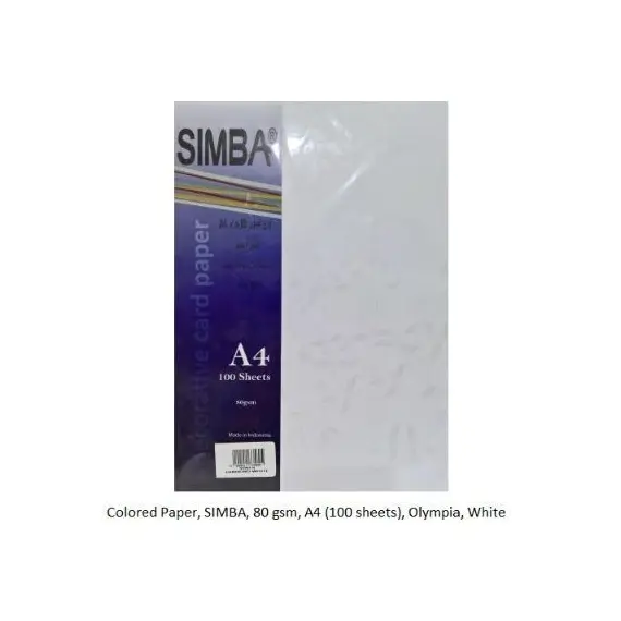 Colored Paper, SIMBA, 80 gsm, A4 (100 sheets), Vines, White