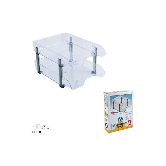 Desk Organizer, ARK, Desk Tray Stable 2092, 2 Tiers, Plastic, Clear