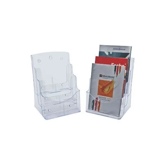 Desk Organizer, KEJEA, Countertop Display Rack K-158, 3 Pocket, A4, Plastic, Clear