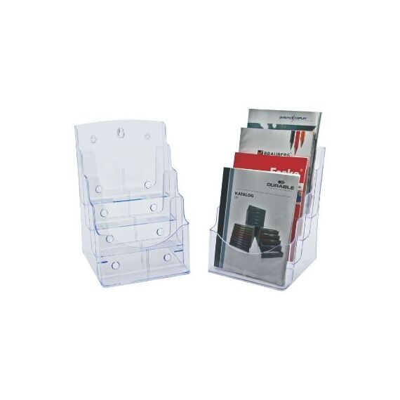 Desk Organizer, KEJEA, Countertop Display Rack K-159, 4 Pocket, A4, Plastic, Clear