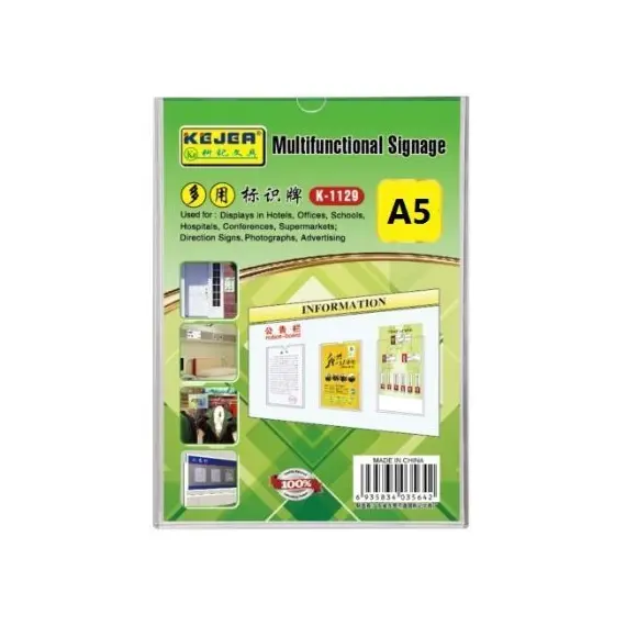 Desk Organizer, KEJEA, Multifunctional Signage (Card Stand) K-1128, A5, Plastic, Clear