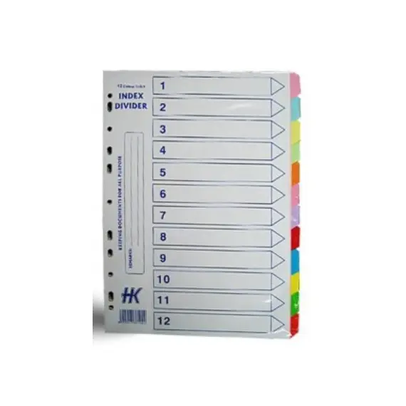 فواصل أوراق سيمبا A4 ملونة - مصنوعة من مادة PVC، 12 لونًا متنوعًا