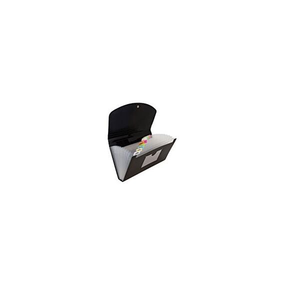 Documents Covers, HFP, Expanding File, 12 Pockets with Button, Size: ( W:25 cm x H:11.4 cm), Black