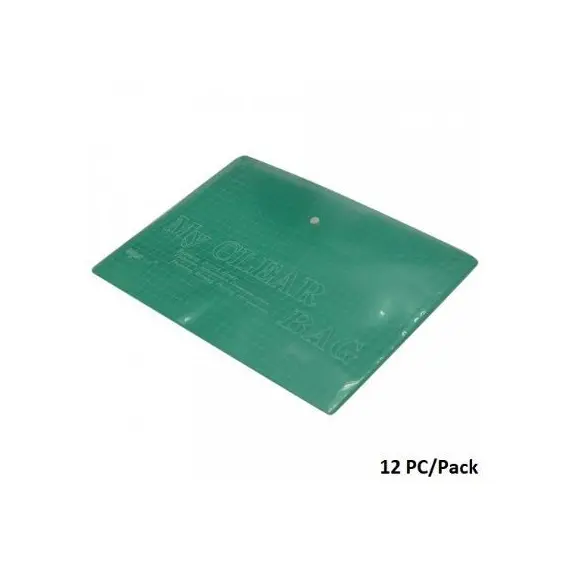ملفات تقارير، حقائب مستندات ، بلاستيك، اخضر، A4، 12 حبة/ علبة
