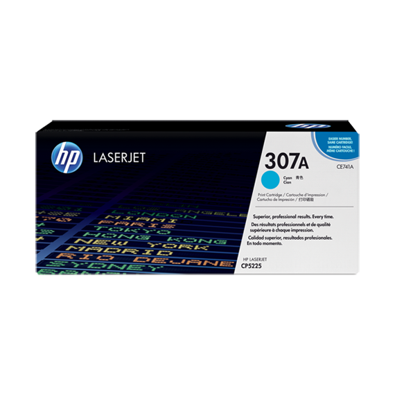 خرطوشة حبر HP 307A سماوي أصلية لطابعات ليزر جيت (CE740A)