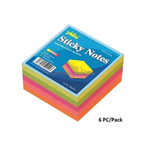ورق ملاحظات، ورق لاصق للملاحظات، (75x 75 مم)، 400 ورقة، 5 الوان، 12 حبة/ علبة