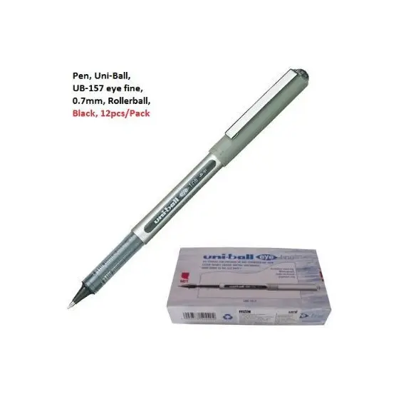 قلم، يوني-بول، UB-157 اي فاين، 0.7مم، رولربول، اسود، 12حبة/علبة