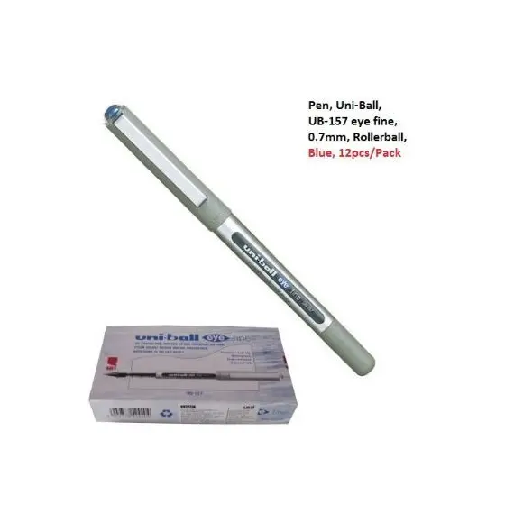قلم، يوني-بول، UB-157 اي فاين، 0.7مم، رولربول، ازرق، 12حبة/علبة