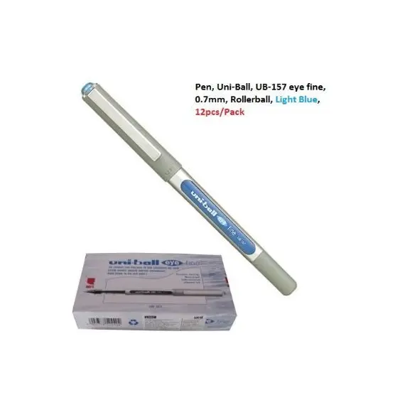 قلم، يوني-بول، UB-157 اي فاين، 0.7مم، رولربول، ازرق فاتح، 12حبة/علبة