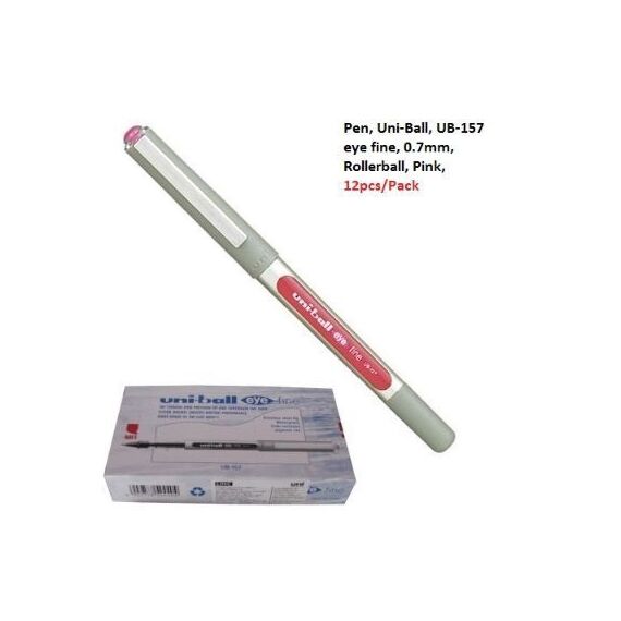 Pen, Uni-Ball, UB-157 eye fine, 0.7mm, Rollerball, Pink, 12 PC/Pack