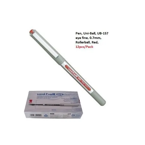 قلم، يوني-بول، UB-157 اي فاين، 0.7مم، رولربول، احمر، 12حبة/علبة