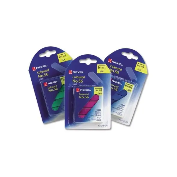 Staples, Rexel, Staples 26/6 No.56, Colored, 2000 Pcs ,10 Packs