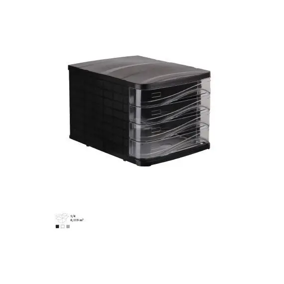 ادوات تنظيم التخزين، ار كي، 4 ادراج مكتب، بلاستيك، اسود