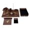 طقم مكتب بني مربعات جلد فاخر 10 قطع كنج ستايل