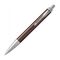 PARKER IM Premium Medium Ballpoint Pen Brown Chrome Trim Blue Ink