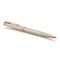 PARKER Sonnet Medium Ballpoint Pen Chiselled Silver Rose Gold Trim Black Ink
