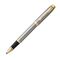 PARKER IM Medium Rollerball Pen Brushed Metal Gold Trim Blue Ink