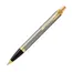 PARKER IM Brushed Metal Gold Trim Medium Ballpoint Pen Blue Ink