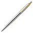 PARKER Jotter Medium Ballpoint Pen Stainless Steel Gold Trim Blue Ink