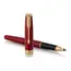 PARKER Sonnet Fine Rollerball Pen Red Lacquer Gold Trim Black Ink